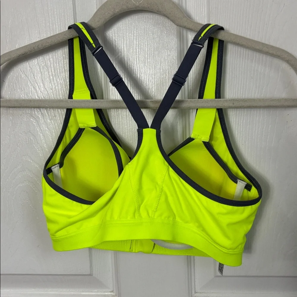 VSX SPORT Victoria’s Secret Reacerback zip front sports bra neon yellow size 36B